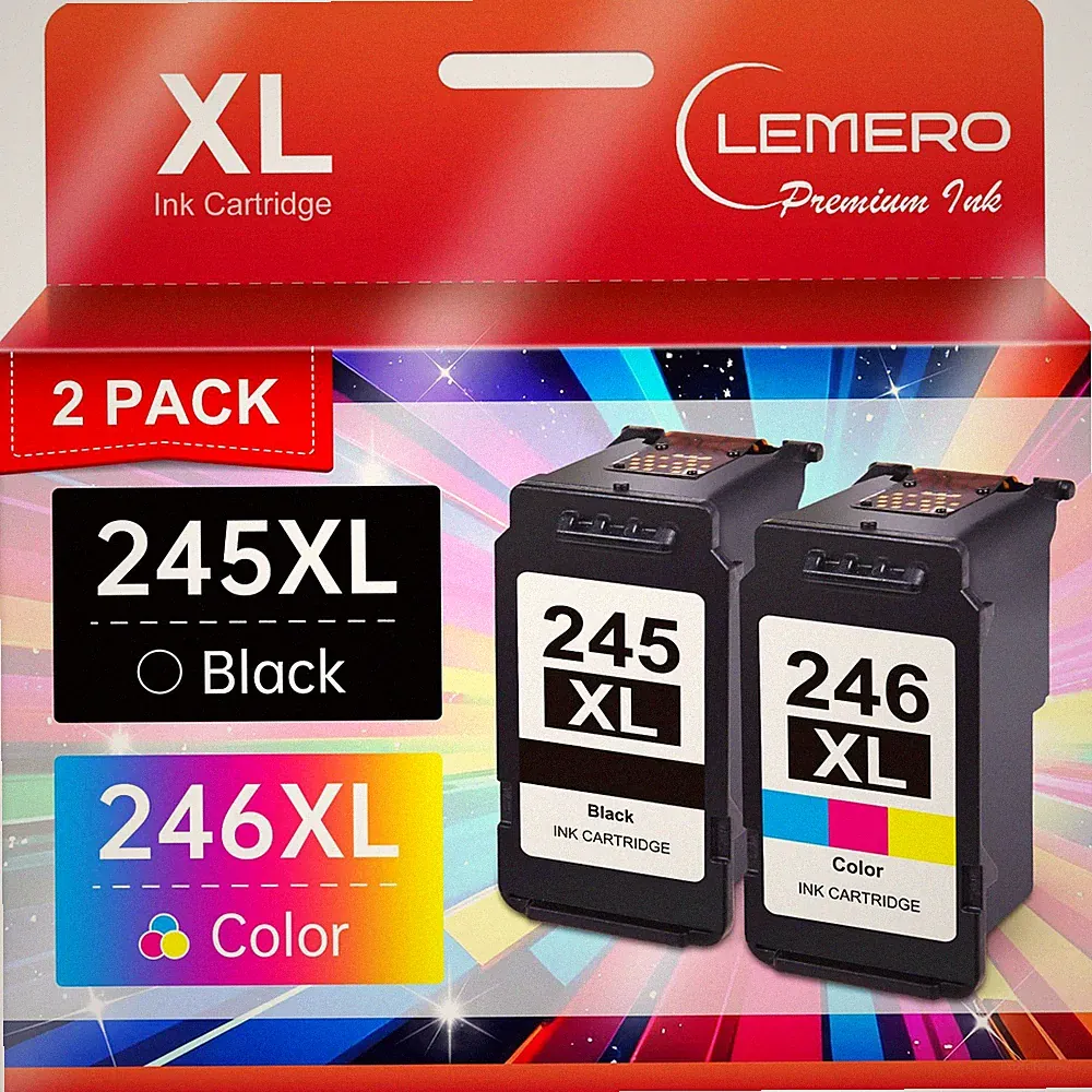 Canon 245XL 246XL Ink Cartridges Combo Pack Black Color High Yield Compatible