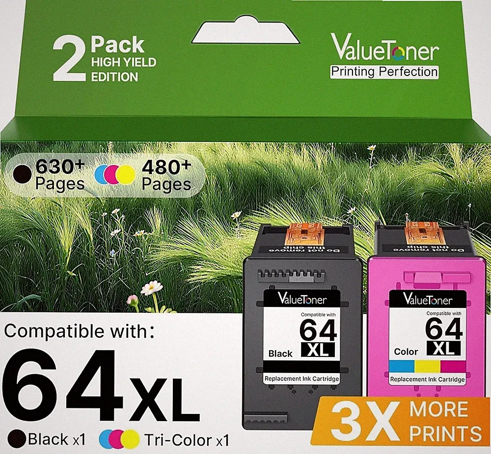 NEW - Sealed 64XL Ink Cartridge Combo Pack for HP Ink 64 HP64 HP64xlblack and C