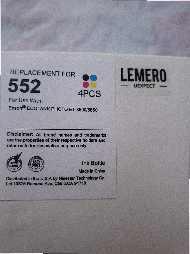 Replacement 552 Ink Bottles Lemero Uexpect Epson Ecotank Photo etc 8500/8550